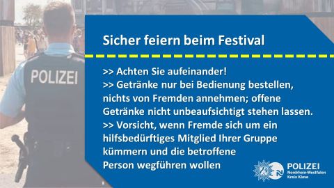 Präventionshinweise zum Thema "Sicher feiern beim Festival"