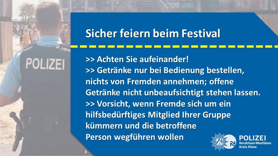Präventionshinweise zum Thema "Sicher feiern beim Festival"