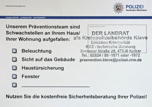 Postkarte der Kriminalprävention