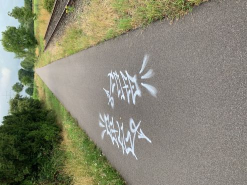 Teile der Fahrbahn welche besprüht wurde